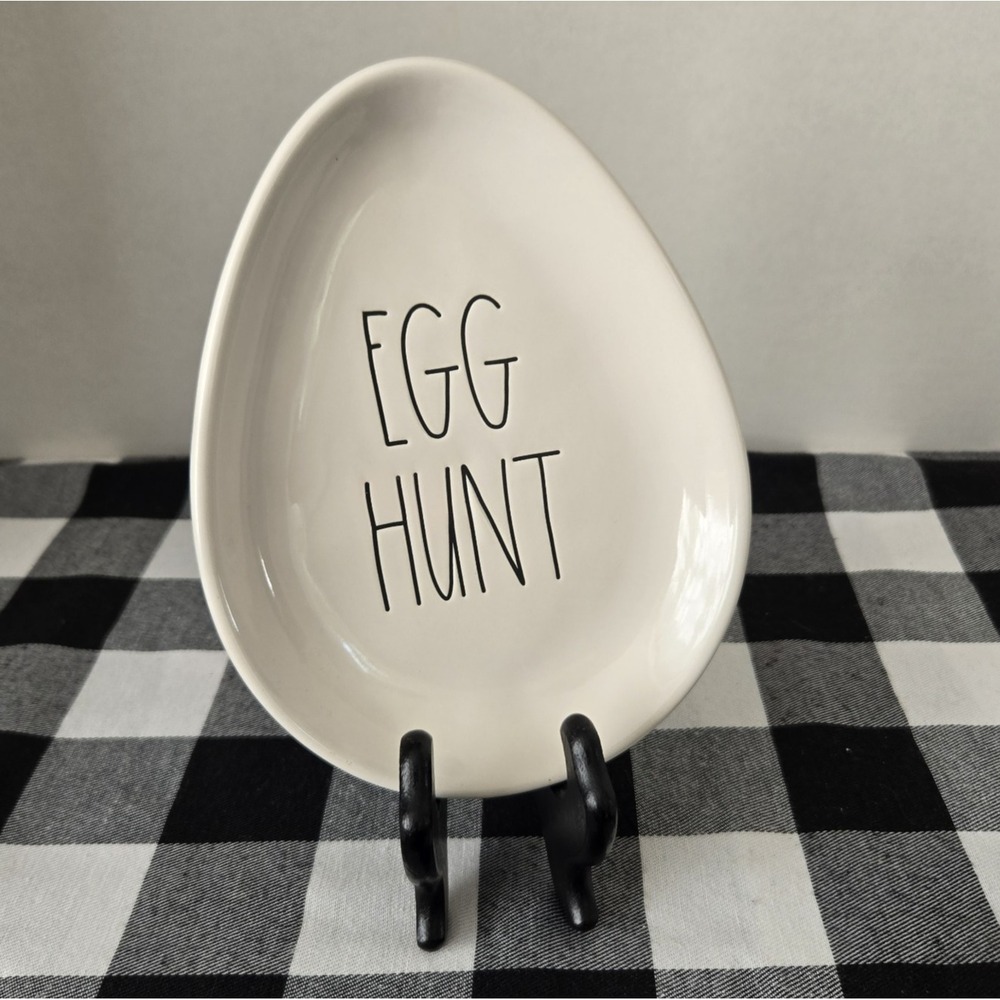 Rae Dunn Artisan Collection Magenta "Egg Hunt" Shallow Dish Bowl Easter